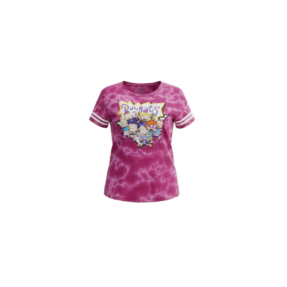 Nickelodeon Rugrats T-Shirt Womens Medium Pink Tie Dye Graphic Crew Neck 90s